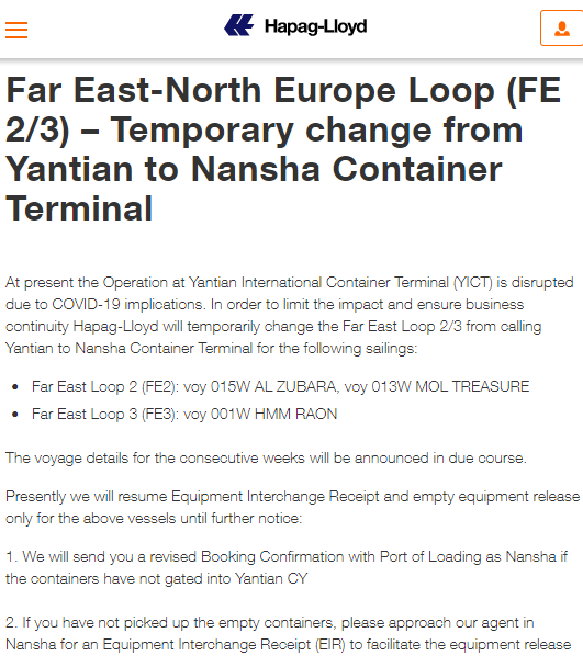 近40艘集裝箱船在等待，100條航線受到影響，鹽田港擁堵至少需一周才能解除