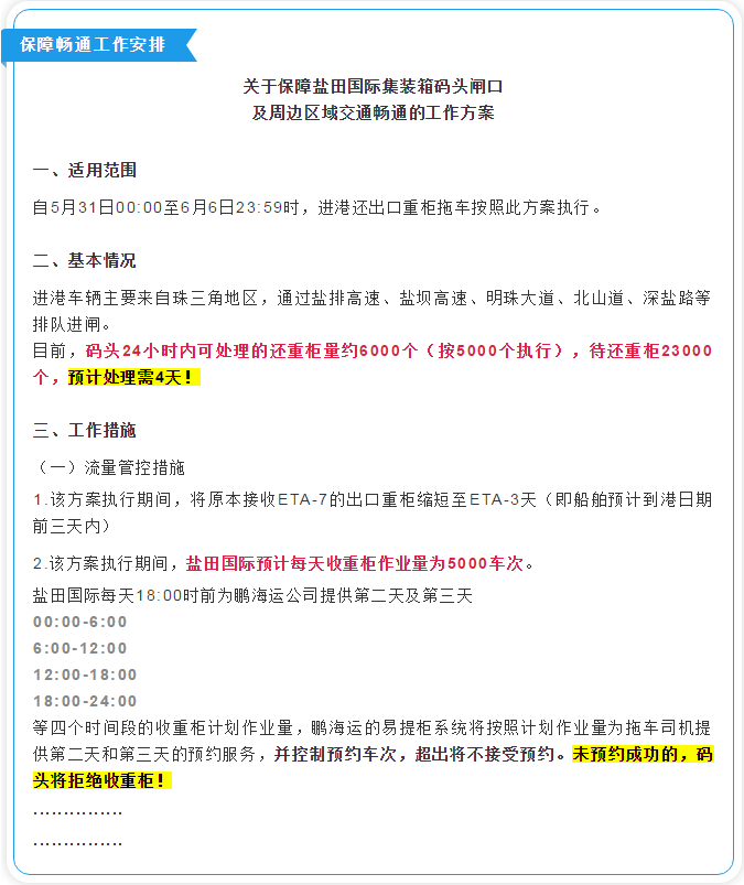 警告：鹽田港面臨嚴重擁堵！開閘后安排出爐！船公司采取緊急措施