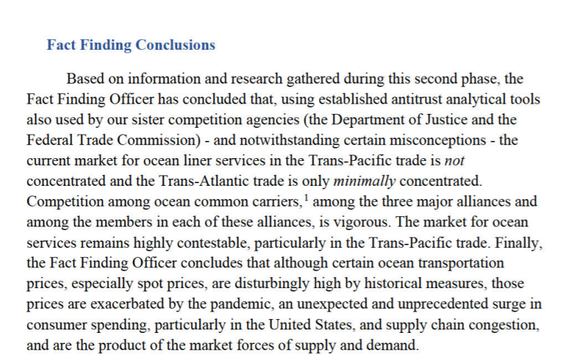 美國官方：航運公司沒有勾結(jié)，集運運費高企是超高需求所致