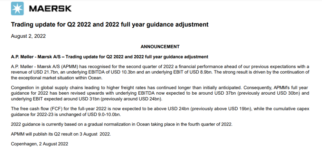 拜登又要眼紅了！全球航運(yùn)巨頭上調(diào)全年利潤(rùn)指引至310億美元