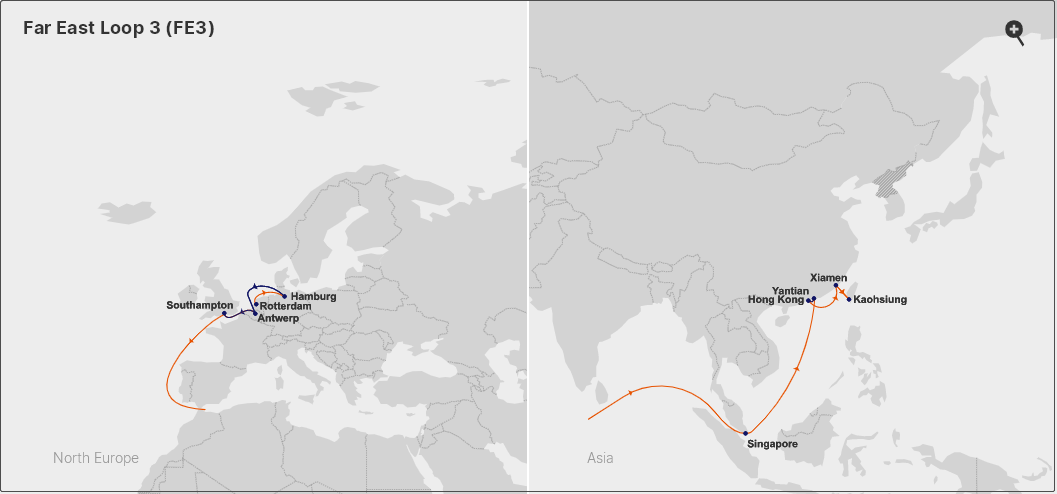 突發(fā)！一超大型集裝箱船與漁船相撞，船體受損！目的港包括我國多個主要港口