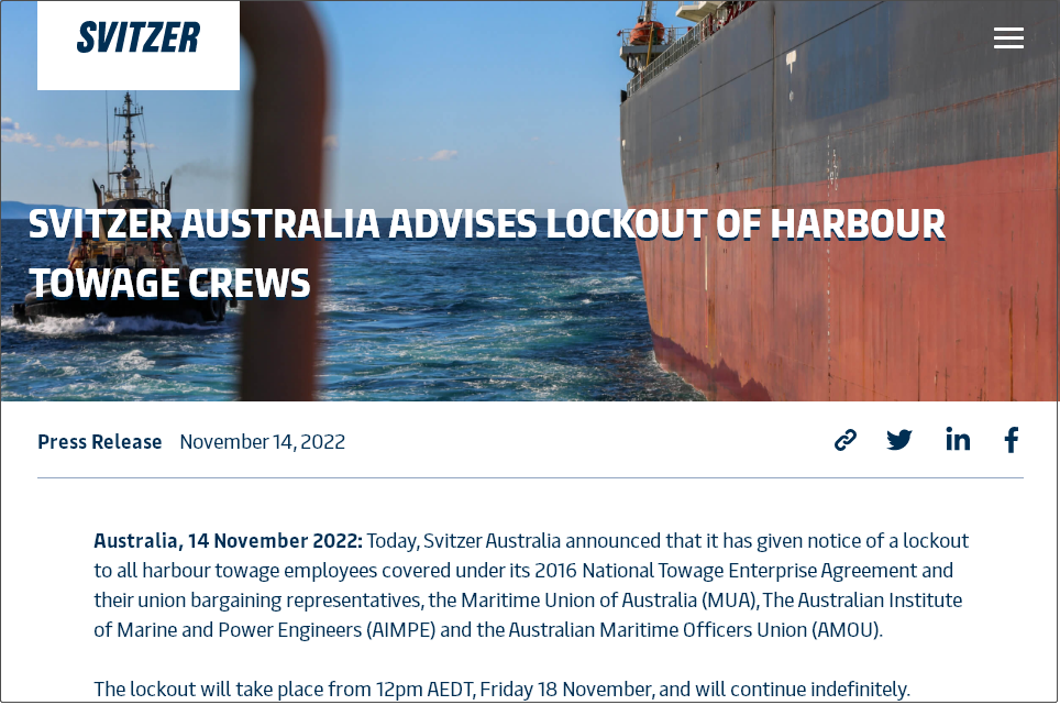 注意！該國最大拖輪公司要求所有員工無限期停工，17個港口將受影響