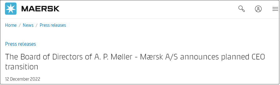 重磅！馬士基換帥，首席執(zhí)行官施索仁將于年底卸任