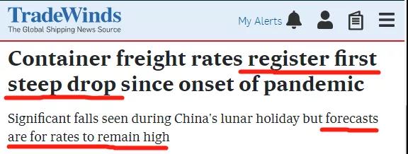 集裝箱運(yùn)費(fèi)自疫情開始以來首次出現(xiàn)急劇下降，但預(yù)計(jì)仍將保持高位