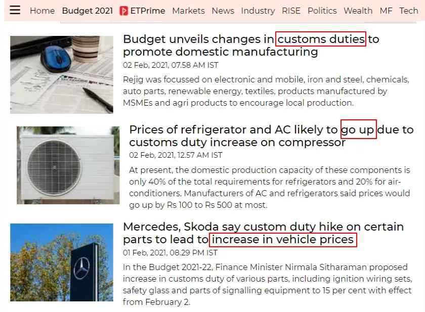 重要！印度新年全面調(diào)整關(guān)稅，超30種產(chǎn)品進(jìn)口稅提高5%-100%！  