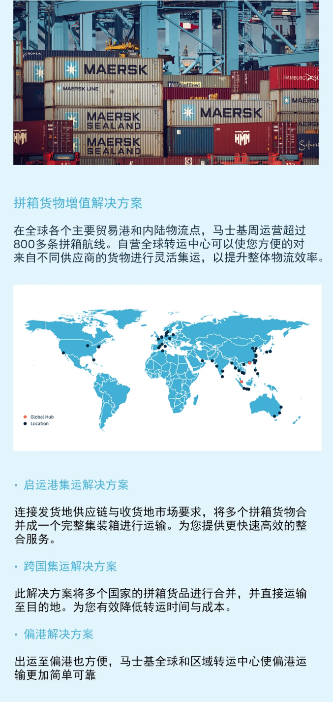 馬士基全新推出海運(yùn)拼箱服務(wù)，周運(yùn)營(yíng)超800條航線