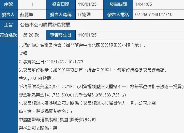 5.65億美元訂造12艘新船，1.4億美元購入50000TEU集裝箱，這家船公司拋出大手筆