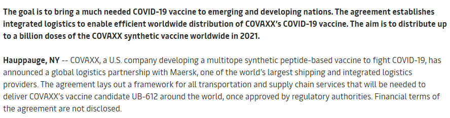 馬士基與美國公司合作，負責(zé)新冠疫苗全程運輸！